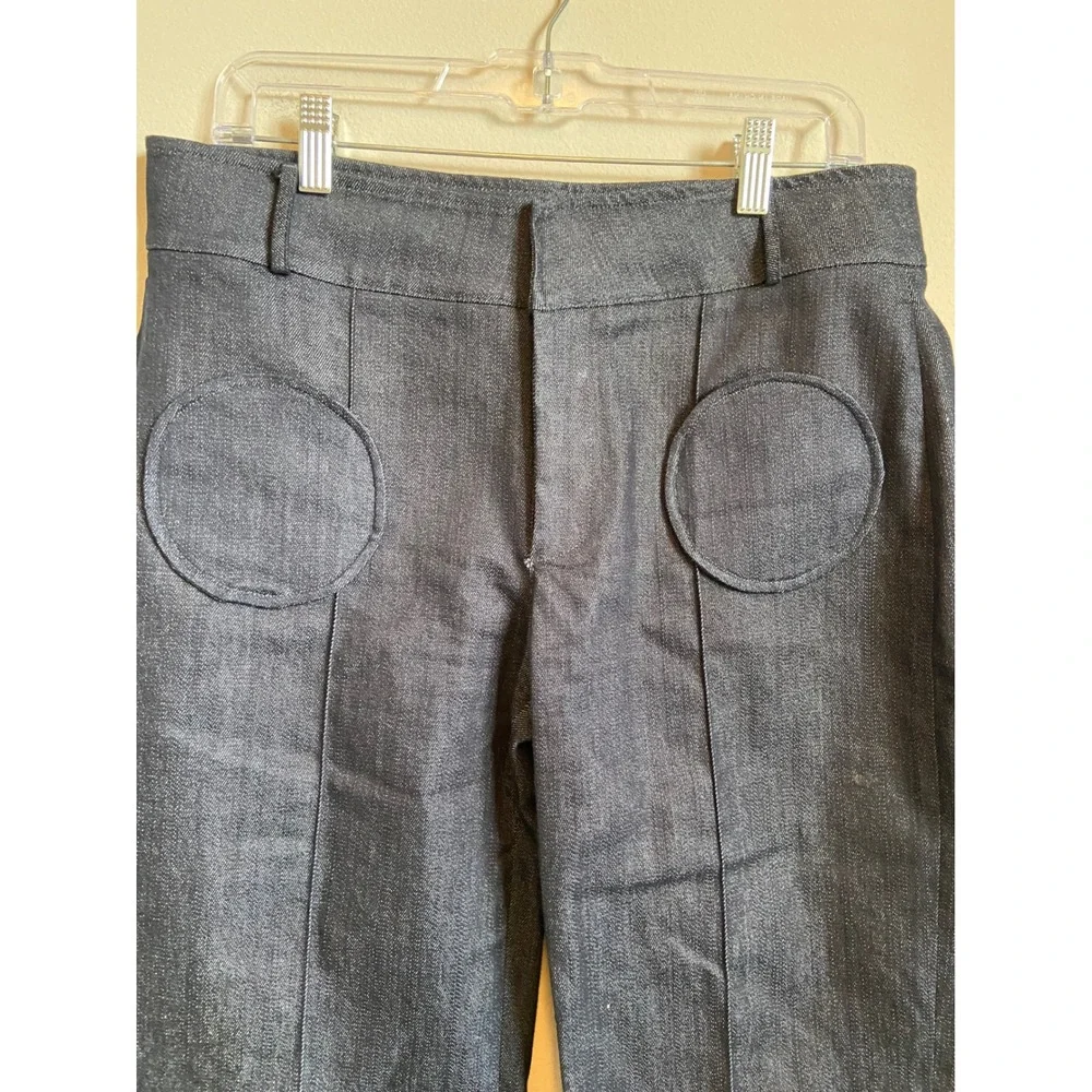 Destree Dark Wash Denim Wide Leg Trousers Circular Pockets Blue Size US 10